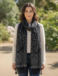 Thick & Soft Pashmina Shawl and Scarf for Women, Jacquard Brocade, Blanket Shawl