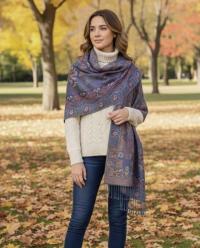 Soft Pashmina Shawl & Scarf for Women, Jacquard Brocade, Shawl, Sarong or Head Wraps