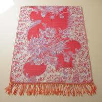 Red and Gold Pashmina Shawl & Scarf for Women, Jacquard Brocade, Stole or Wrap