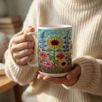 Floral Cups -  Large and Small Ceramic Mugs