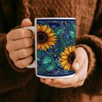 Sunflower Mug - Floral Cups -  Large and Small Ceramic Mugs
