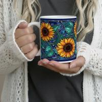 Sunflower Mug - Floral Cups -  Large and Small Ceramic Mugs