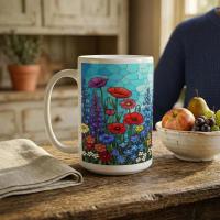 Floral Cups -  Large and Small Ceramic Mugs