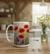 Floral Cups -  Large and Small Ceramic Mugs