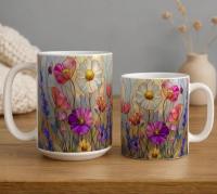 Floral Cups -  Large and Small Ceramic Mugs