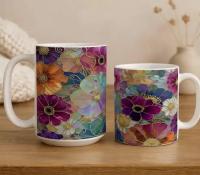 Floral Cups -  Large and Small Ceramic Mugs