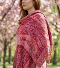 Reversible Soft Pashmina Shawl & Scarf for Women, Jacquard Brocade, Shawl, Sarong or Head Wraps
