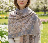 Thick Pashmina Shawl & Scarf for Women, Jacquard Brocade, Blanket Shawl, Wrap