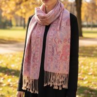 Soft Pashmina Shawl & Scarf for Women, Jacquard Brocade, Lightweight Blanket Shawl