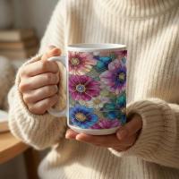 Floral Cups -  Large and Small Ceramic Mugs