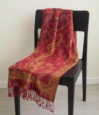 Reversible Soft Pashmina Shawl & Scarf for Women, Jacquard Brocade, Shawl, Sarong or Head Wraps