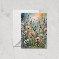 Set of 3 Watercolor Floral Greeting Cards, Blank Inside (5x7 inch)
