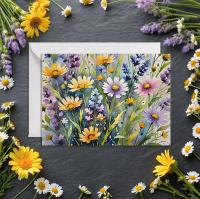 Floral Watercolor Greeting Cards, Set of 3, Blank Inside (5x7 inch)