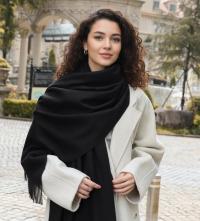 Black Blanket Scarf and Shawl - Super Soft Pashmina Wide Scarf