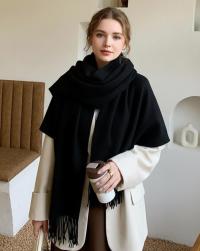 Black Blanket Scarf and Shawl - Super Soft Pashmina Wide Scarf