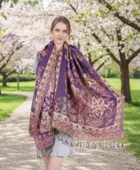 Reversible Soft Pashmina Shawl & Scarf for Women, Jacquard Brocade, Shawl, Sarong or Head Wraps