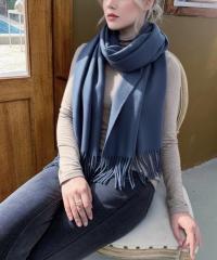 Blanket Scarf and Shawl - Steel Blue - Super Soft Pashmina Wide Scarf