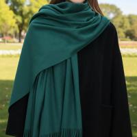 Emerald Green Blanket Shawl - Thick Cashmere Wool Blend - Super Soft Wrap