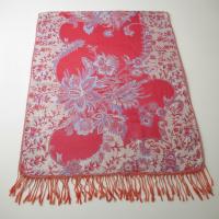 Red and Gold Pashmina Shawl & Scarf for Women, Jacquard Brocade, Stole or Wrap