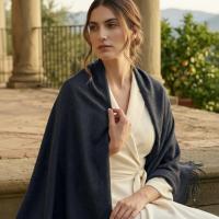 Dark Grey Blanket Shawl - Thick Cashmere Wool Blend - Super Soft Wrap