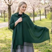 Emerald Green Pashmina, Blanket Shawl - Lightweight Wide Scarf and Wrap
