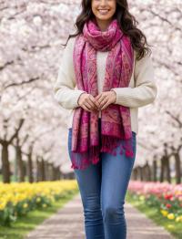 Reversible Soft Pashmina Shawl & Scarf for Women, Jacquard Brocade, Shawl, Sarong or Head Wraps