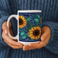 Sunflower Mug - Floral Cups -  Large and Small Ceramic Mugs