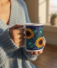 Sunflower Mug - Floral Cups -  Large and Small Ceramic Mugs