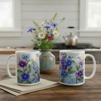 Floral Cups -  Large and Small Ceramic Mugs