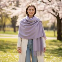 Lilac Blanket Shawl - Thick Cashmere Wool Blend - Super Soft Wrap