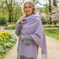 Lilac Blanket Shawl - Thick Cashmere Wool Blend - Super Soft Wrap