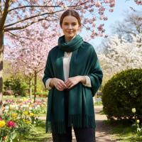 Emerald Green Blanket Shawl - Thick Cashmere Wool Blend - Super Soft Wrap