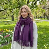 Purple Blanket Shawl - Thick Cashmere Wool Blend - Super Soft Wrap