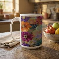 Floral Cups -  Large and Small Ceramic Mugs