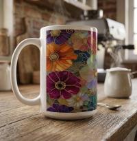 Floral Cups -  Large and Small Ceramic Mugs