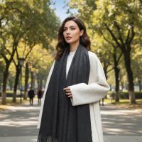 Grey Blanket Shawl - Thick Wide Scarf - Pashmina Super Soft Wrap