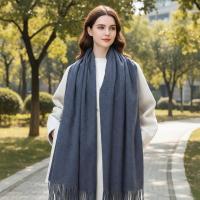 Heather Navy Blanket Shawl - Thick Wide Scarf - Pashmina Super Soft Wrap
