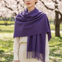 Purple Blanket Shawl - Thick Cashmere Wool Blend - Super Soft Wrap