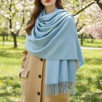 Light Blue Blanket Shawl - Thick Cashmere Wool Blend - Super Soft Wrap