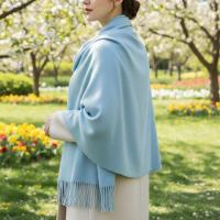 Light Blue Blanket Shawl - Thick Cashmere Wool Blend - Super Soft Wrap