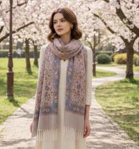 Thick Pashmina Shawl & Scarf for Women, Jacquard Brocade, Blanket Shawl, Wrap