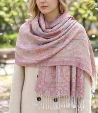 Soft Pashmina Shawl & Scarf for Women, Jacquard Brocade, Lightweight Blanket Shawl