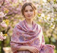 Soft Pashmina Shawl & Scarf for Women, Jacquard Brocade, Lightweight Blanket Shawl