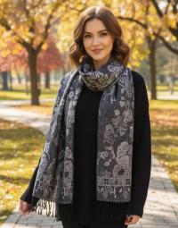 Soft Pashmina Shawl & Scarf for Women, Jacquard Brocade, Blanket Scarf, Head Wraps