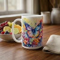 Butterfly  - Large and Small Ceramic Mugs