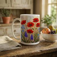 Floral Cups -  Large and Small Ceramic Mugs