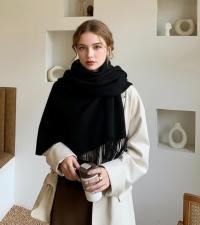 Black Blanket Scarf and Shawl - Super Soft Pashmina Wide Scarf