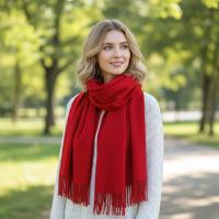 Red Pashmina, Blanket Shawl - Lightweight Wide Scarf and Wrap