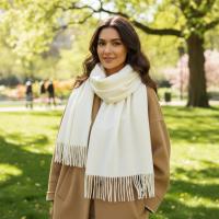 Creamy White Pashmina, Blanket Shawl - Lightweight Wide Scarf and Wrap