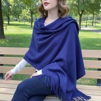 Blue Blanket Shawl - Thick Cashmere Wool Blend - Super Soft Wrap